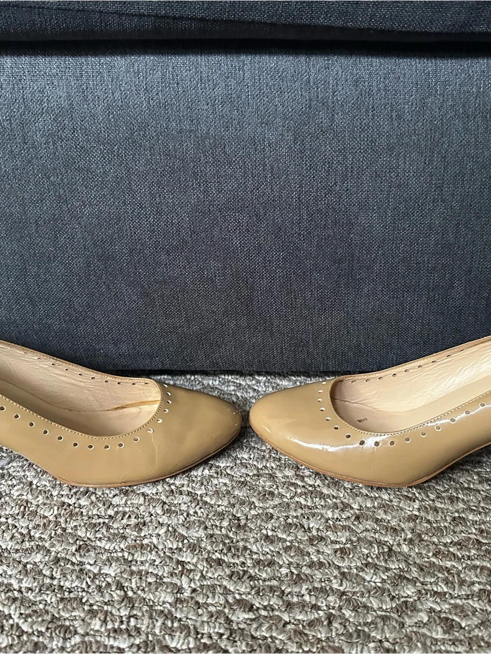 kate spade Tan Nude Patent Leather Round-Toe Pumps 10M